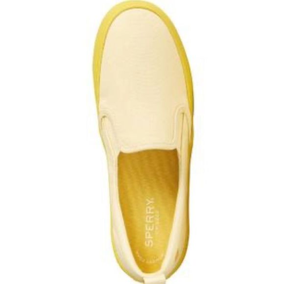 Sperry Shoes - Womens Sperry Crest TG Yellow Canvas Laceless Slip-On Sneakers Boat Shoes -  9.5